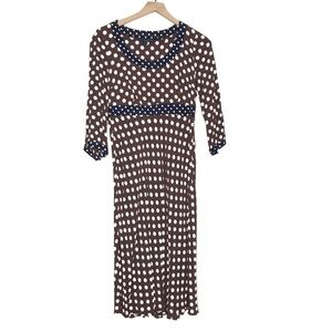 BODEN Brown Ivory Polka Dot Sheath Dress 10R